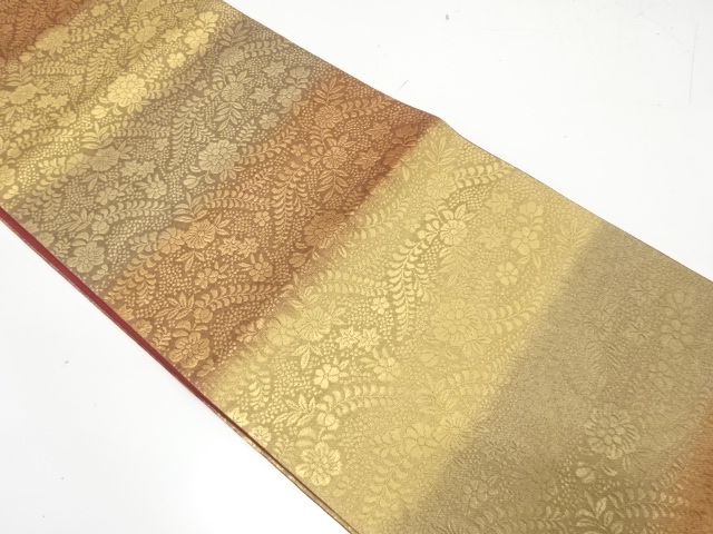 JAPANESE FUKURO OBI / WOVEN FLORAL PLANTS